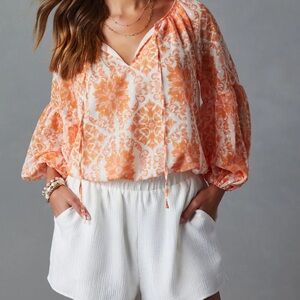 Mariana Puff Sleeve Printed Blouse